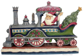 Victorian Santa in Train H18cm Jim Shore 6001427 Kerstman HWC retired , 32 cm breed *