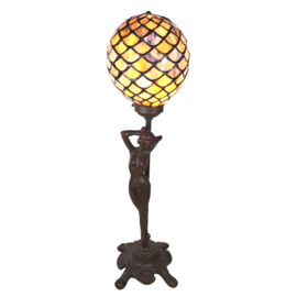 6024 Tafellamp Jugendstil Dame H51cm met Tiffany kap Ø21cm Moonlight