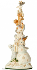 Rise Up This Winter H34cm Snowman Stacked with Animals Jim Shore 6004172 retired, laatste exemplaar *