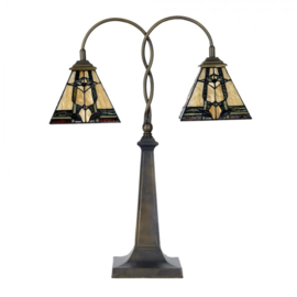 6322 * Tafellamp Bureaulamp  H66cm met 2 Tiffany kappen 19x19cm
