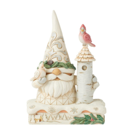 White Woodland Gnomes with Cardinals "Holiday Guests" Jim Shore 6017176 , retired