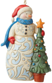 Snowman Hangin ornament  Set van 2 - Victorian - With Tree H12cm - Jim Shore *