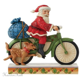 Santa Riding Bike H20cm Jim Shore 6010818 retired , laatste exemplaar *