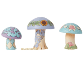 Mushrooms Mini's , Set van 3 H7cm Jim Shore 6014430 , retired, made in 2023. uitverkocht
