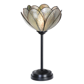 8207 *Tafellamp Uplight H40cm met Tiffany kap Ø21cm Pioenroos Sparkling
