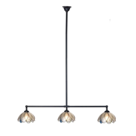 8206 Hanglamp Zwart B90cm met 3 Tiffany kappen Ø21cm Sparkling Rose