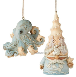 Coastal Octopus & Gnome - Set van 2 Hanging Ornaments - Jim Shore retired *