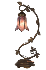 8184 Bureaulamp H53cm met Tiffany kap Ø16cm Gentiaan Purple