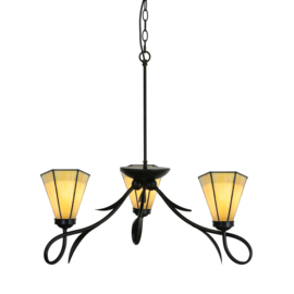 8199 * Hanglamp Ø80cm Lovely met 3 Tiffany kappen Ø15cm Narcissus