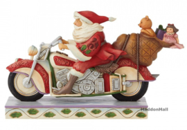 Santa Riding Motorcycle  - Jim Shore Kerstman  6008883 retired, laatste exemplaren *
