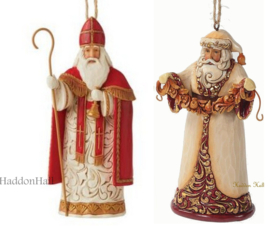 Belgian & Ivory Gold Santa - Set van 2 Jim Shore Hanging Ornaments  retired