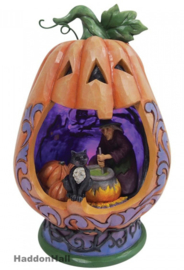 Lighted Pumpkin Diorama H22cm Jim Shore 6009511 retired, laatste exemplaar