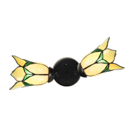 8104 Plafonniere Dubbele Spot met 2 Tiffany kappen Ø16cm Lovely Flower Yellow '