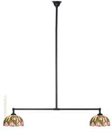 6307 Hanglamp Zwart B90cm met 2 Tiffany kappen Ø25cm  Tulips of Joy