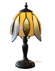 8008  Tafellamp Zwart H29cm met Tiffany kap Ø17cm Golden Lady