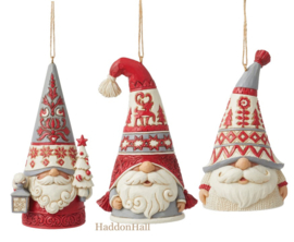 Nordic Noel Gnomes Hanging Ornaments - Set van 3 *