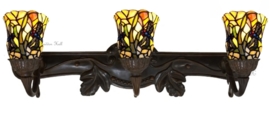 9920 1125 * Wandlamp B70cm met 3 Tiffany kappen Ø12cm "Libelle"