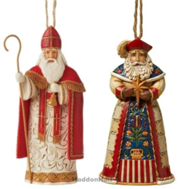 Belgian & Polish Santa - Set van 2 Jim Shore Hanging Ornament  retired