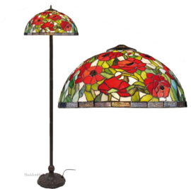 Y16564 * Vloerlamp H166cm met Tiffany kap Ø40cm Amapolas