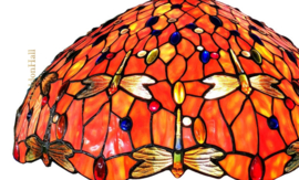 6030 Tafellamp H85cm met Tiffany kap Ø60cm Flame Dragonfly