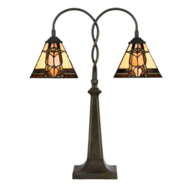 6322 * Tafellamp Bureaulamp  H66cm met 2 Tiffany kappen 19x19cm