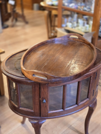 Theekastje B78cm Massief Teakhout met los dienblad Ca. 1920