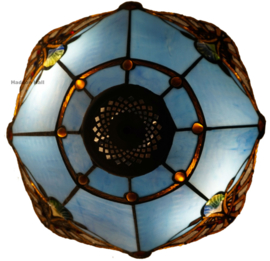161072 * Tafellamp Tiffany H58cm Ø40cm Seashell Blue