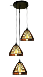 7904 Hanglamp met 3 Tiffany kappen 18x18cm Ray of Light