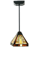 8252 * Hanglamp Zwart H75 - 48cm met Tiffany kap 18x18cm Ray of Light