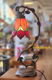 8099 Bureaulamp H53cm met Tiffany kap Ø15cm Lovely Flower Red '