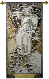 Alphonse Mucha "Winter" Wandkleed + Stang 150x68cm Gobelin Geweven *