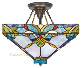 141352 Hanglamp Plafonniere Tiffany 36x36cm Blue Drop