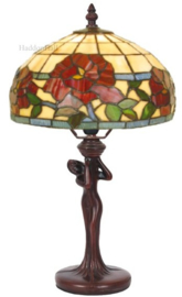 DT35 * Tafellamp Jugendstil H45cm met Tiffany Ø25cm Red Rose