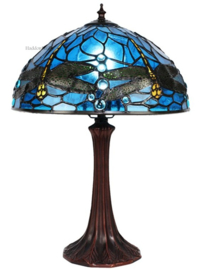9335BL * Tafellamp H43cm met Tiffany kap Ø31cm Dragonfly Blue