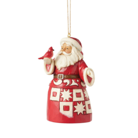 Nordic Nöel Santa with Cardinal Ornament H11cm Jim Shore 6017028