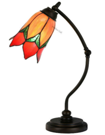 8099 * Bureaulamp H50cm met Tiffany kap Ø15cm Lovely Flower Orange