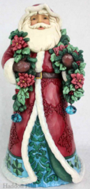 Wonderland Santa  Garland & Poinsetta  26cm Jim Shore 6001420 retired, laatste exemplaren *