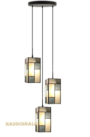8131 'Rozet Ø25cm met 3 Tiffany kappen 12,5 x 12cm Mondriaan