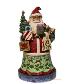 Santa with Gifts  H26cm Signed by Jim + Jim Shore Base Gekleurd Ø16cm 6015501 All Wrapped Up