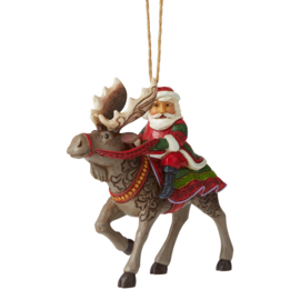 Santa Riding Moose Ornament H11cm Jim Shore 6006669 * retired
