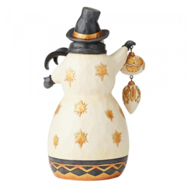 "Black & Gold" Snowman H23cm Jim Shore 6004199 retired item  2019 , laatste exemplaren *