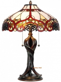 5583 Tafellamp Tiffany H56cm Ø40cm  Red Ribbon