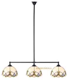 5918 Hanglamp Zwart B90cm met 3 Tiffany kappen Ø30cm Luna.