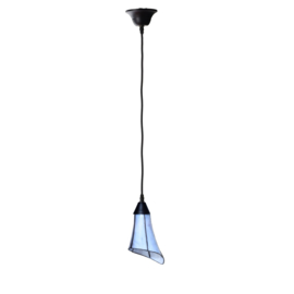 Hanglamp Textielsnoer Zwart met Tiffany kap Kleine Calla Purple-Blue