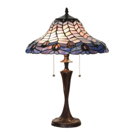 6338 * Tafellamp H60cm met Tiffany kap Ø40cm Peacock Mayura