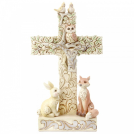 White Woodland Cross Figurine H18,5cm Jim Shore 6006236 retired , laatste exemplaar *