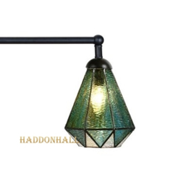 8114 Hanglamp Zwart B90cm met 3 Tiffany kappen Ø16cm Arata Green '