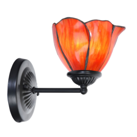 8200 * Wandlamp Zwart met Tiffany kap Ø17cm Poppy