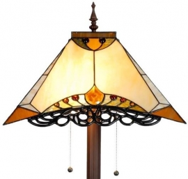 5595 9456 * Vloerlamp Tiffany 44x44cm  Amber Bruine voet laatste exemplaren