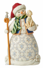 Snowman Holding Cat H21,5cm Jim Shore 6008097 retired